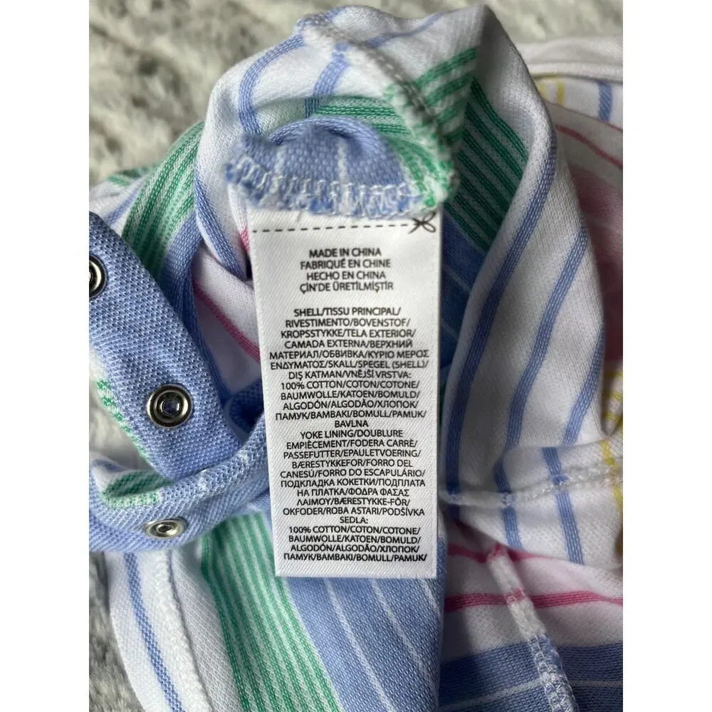 Polo Ralph Lauren Baby Boy 6M Multicolor Stripe Cotton Pique Romper Shortall